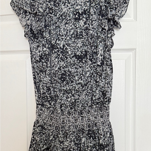 Parker Black and White Sheath Dress with Off the Shoulder Flutter Sleeves - Picture 1 of 2